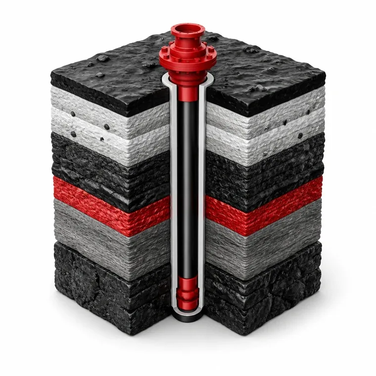 Cutaway of ground strata with a borehole, Soil Investigation Services